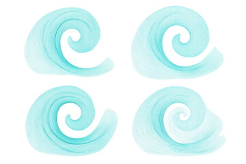 Poster - Turquoise spiral patterns blending softly, displaying subtle color variations and translucent depths against clean minimalist backdrop