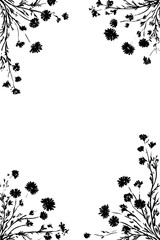 Poster - Elegant abstract frame of symmetrical wildflowers for decorative design