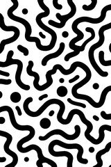 Poster - Abstract sea foam pattern with bold black lines - design for artistic background
