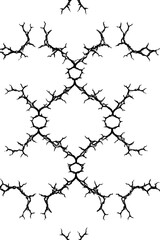 Poster - Abstract pattern of interlocking snowflake forms on a white background for winter themes