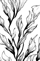 Poster - Abstract kelp forest tangle pattern for creative design and backgrounds