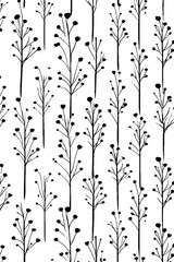 Poster - Rhythmic abstract pattern of plant stems for artistic design and decoration