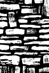 Poster - Abstract pattern of black and white stone wall masonry for design and background