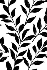 Poster - Vintage botanical pattern of overlapping leaves and stems - design for print and poster background