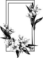 Poster - Elegant frame design with pale flowers and pointed leaves for art and decoration