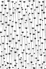 Poster - Vertical rhythm pattern of flower heads on grid background for artistic design