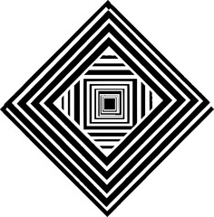 Poster - Geometric square motif with concentric shapes. Tiered levels in abstract pattern design.