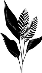 Poster - Stylized botanical design with bold petals and striped leaves for artistic decoration