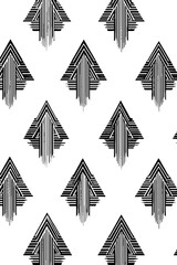 Poster - Geometric pattern with repeated simplified stepped pyramids for retro design background