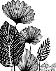 Poster - Vertical wall banner featuring natural leaf and floral forms for artistic decor