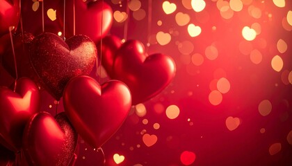Wall Mural - _ Valentines day background banner - abstract panorama background with red hearts .