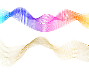 Poster - wave of many colored lines. Abstract wavy stripes on a white background isolated. Creative line art. jpg Design elements created using the Blend tool. Curved smooth tape