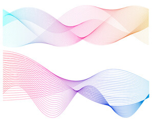 Poster - wave of many colored lines. Abstract wavy stripes on a white background isolated. Creative line art. jpg Design elements created using the Blend tool. Curved smooth tape