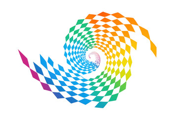 Poster - Colorful gradient rhombuses rotating and creating a vortex on transparent background, ideal for creative projects