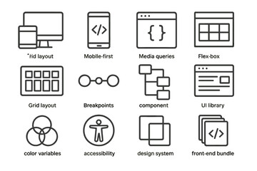 Poster - Web development concepts: grid, mobile-first, flex-box, ui, design system