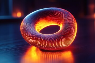 Poster - Abstract fiery torus with glowing orange and red colors in a dark setting