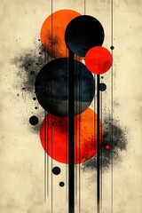 Poster - Abstract minimalist design featuring overlapping geometric shapes in bold colors