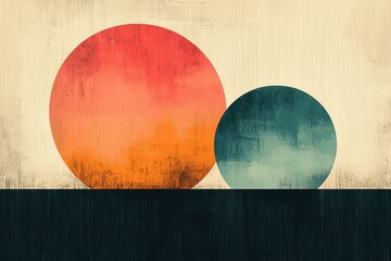 Poster - Abstract art with geometric shapes and bold colors on a textured surface