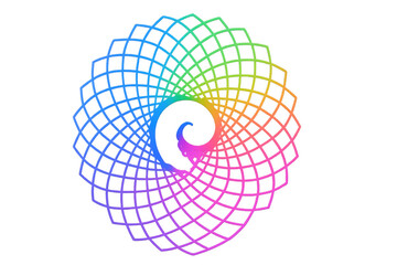 Poster - Colorful spiral creating a complex geometric design, ideal for projects needing a vibrant and transparent visual element