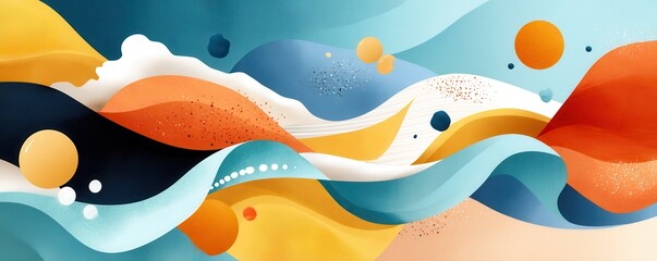 Poster - Abstract colorful waves with vibrant shapes and flowing curves