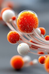 Poster - Abstract spheres with soft orange and white tones in modern 3D art