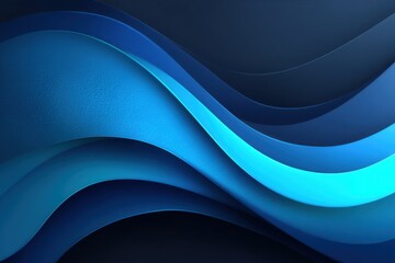 Poster - Abstract blue vector waves on a dark background blending colors smoothly