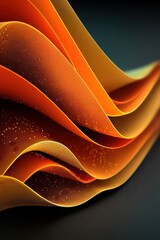 Poster - Abstract orange and black flowing forms with glowing sparkles detail