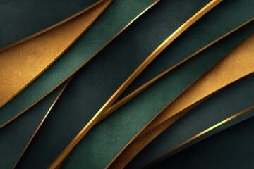 Poster - Elegant dark green and gold abstract geometric background design