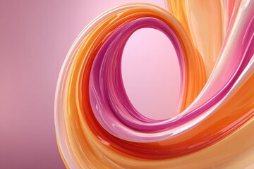 Poster - Abstract pink and orange swirl with glossy texture on gradient background