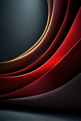 Poster - Abstract design with red and black curved elements on a dark background