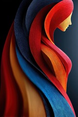 Poster - Abstract depiction of vibrant red and blue textured curves on dark background