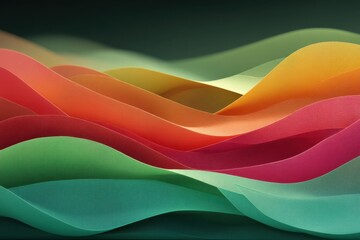 Poster - Colorful wave-like gradients blending rich red, green, and orange tones