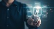 © GFX Corner - A persons finger touches an ai interface, representing artificial intelligence and future technology