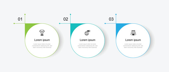 Wall Mural - 3 circle infographic template with icons suitable for business information and web presentation.