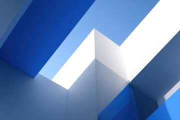 Poster - Bright blue architectural design showcases geometric patterns and innovative shapes in a modern structure