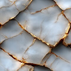 Poster - Luxurious blue-gray marble wallpaper with golden veins enhances any interior decor beautifully SEAMLESS PATTERN