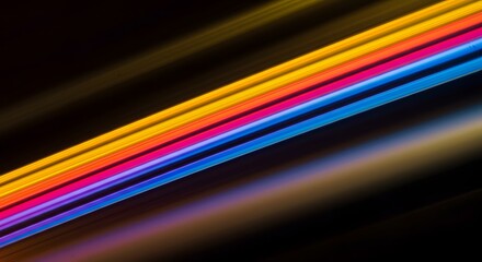 Poster - Abstract colorful lines on a dark background with a diagonal orientation and soft light effects