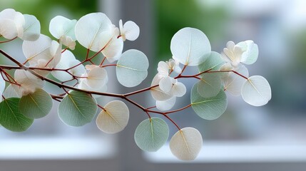 Poster - Translucent seed pods dangle delicately in the wind, showcasing their fine textures and neutral colors against a blurred backdrop