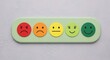 © Pixample - Customer satisfaction survey with emoji scale from angry to happy, representing feedback and emotions