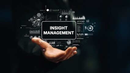 Aufkleber - Business Professional Displaying Digital Data Insights and Management Concepts in a Modern, High-Tech Environment. Asymptotic smart data analytic.
