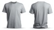 © Khadiza F - Awesome photo of heather grey T-shirt, front and back view, with soft fabric texture, isolated.