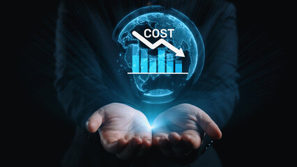 Poster - Cost reduction and cost saving through digital transformation, business cost optimization, operational cost reduction, financial savings, and resource efficiency strategies for business success. Elide