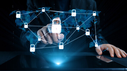 Poster - Cyber security protection and cyber security strategies against cyber threats, system hacks, digital breaches, network attacks, and safeguarding data with strong cyber security infrastructure. Elide