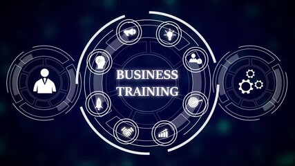 Poster - Abstract Business Technology Network H U D Interface Circular Design Elements Growth Strategy