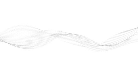 Poster - Abstract halftone flowing wavy white and gray gradient dots shape isolated on transparent background. Digital future technology concept. Design for web design, music, cover, technology, science, data	