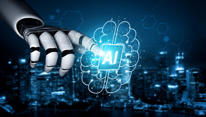 Poster - AI brain processes big data with generative AI, LLMs, and machine learning to support business decisions, prompt engineering, and future agentic artificial intelligence systems. spline