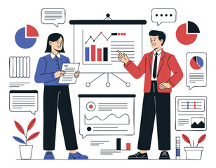 Poster - Business People Analyzing Data Charts Graphs Presentation Meeting