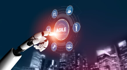 Poster - AI enhances agile projects with smart planning tools, virtual collaboration, and intelligent sprint optimization for continuous improvement. Artificial intelligence spline
