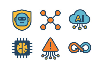 Wall Mural - Colorful icons featuring ai, cloud computing, and robotics in a modern flat design