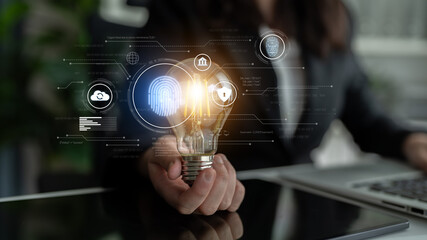 Poster - Biometric identity system using fingerprint and facial recognition to secure cloud access, protect sensitive data, and authenticate users in digital platforms Latch